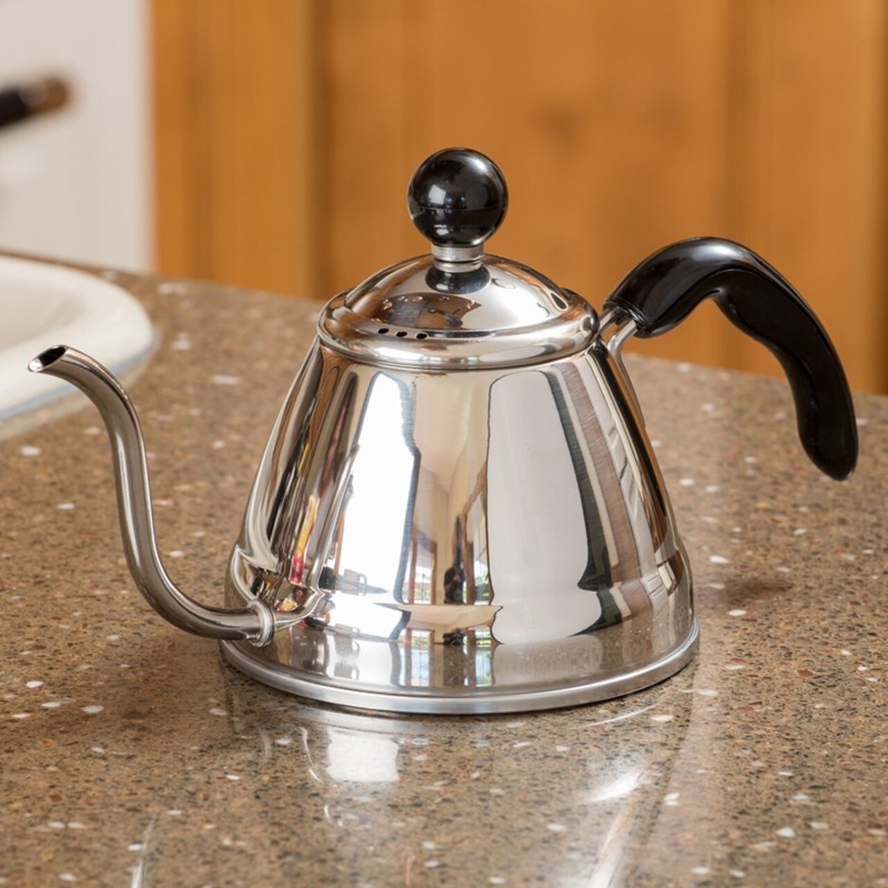 Harold Import 6576 Pour Over Gleaming Stainless Steel Stovetop Kettle 1 Liter
